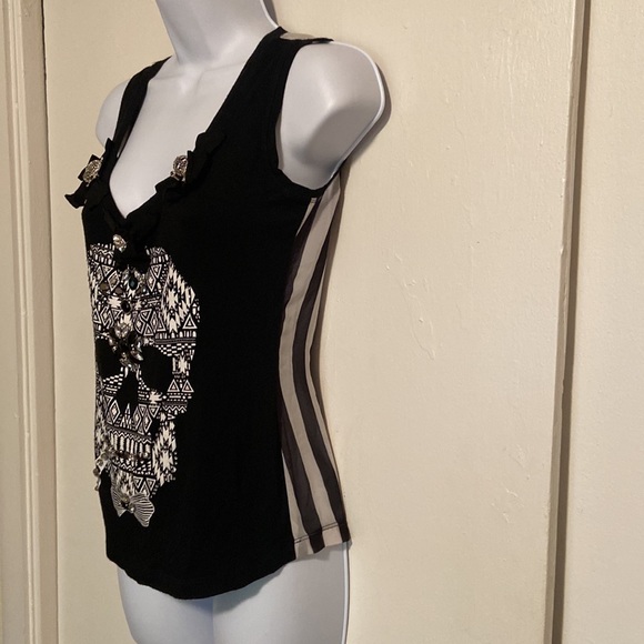 Striped jeweled skeleton tank top. - Picture 4 of 12